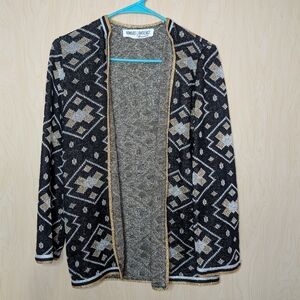 Black, Silver, And Gold That Shine With Glitz And Glamour Geometric Cardigan